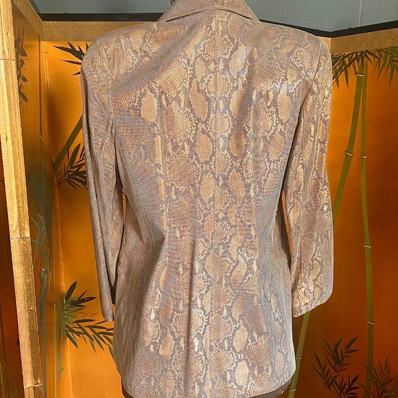 Gold Leather Snakeskin Jacket 12 w/ Skirt - Picture 2 of 8